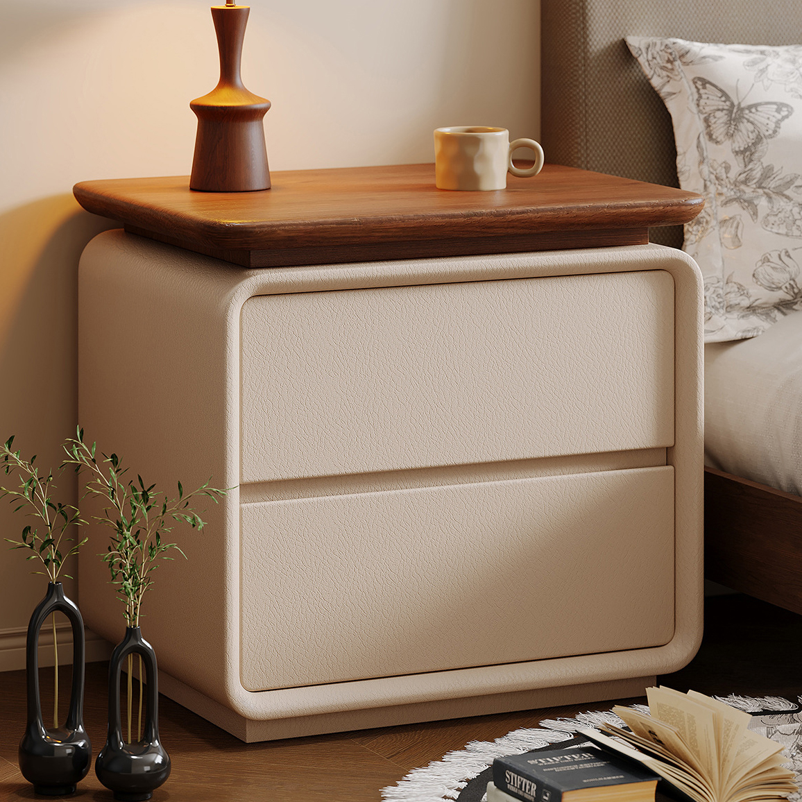 Walnut color countertop - off-white [supreme enf grade 100% solid wood] maternity and infant grade standard, no installation required