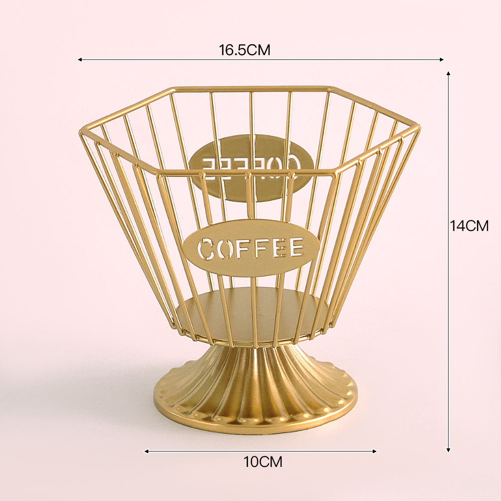 Golden hexagonal cup coffee holder-with base