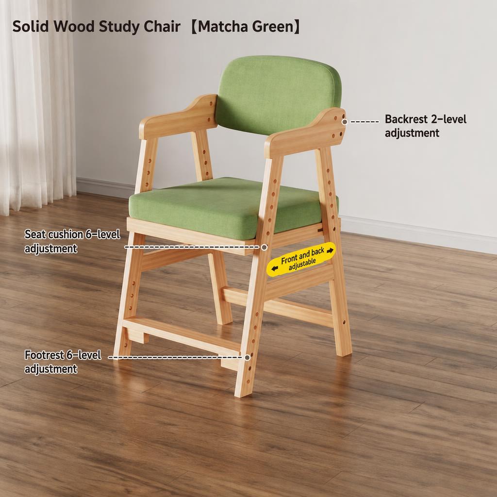 Upgraded solid wood [upgraded bold] cotton and linen matcha green