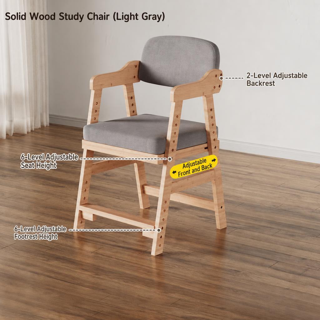 Upgraded solid wood [upgraded bold] cotton and linen light gray