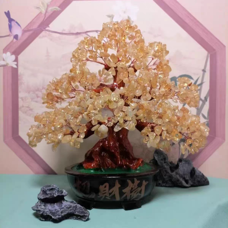 Large lucky tree natural citrine 28cm high