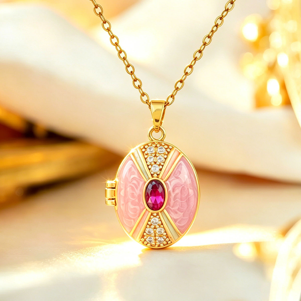 1:Xl4591 pink photo clip pendant gold
