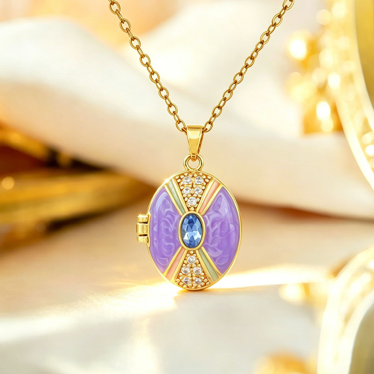 2:Xl4591 purple photo clip pendant gold