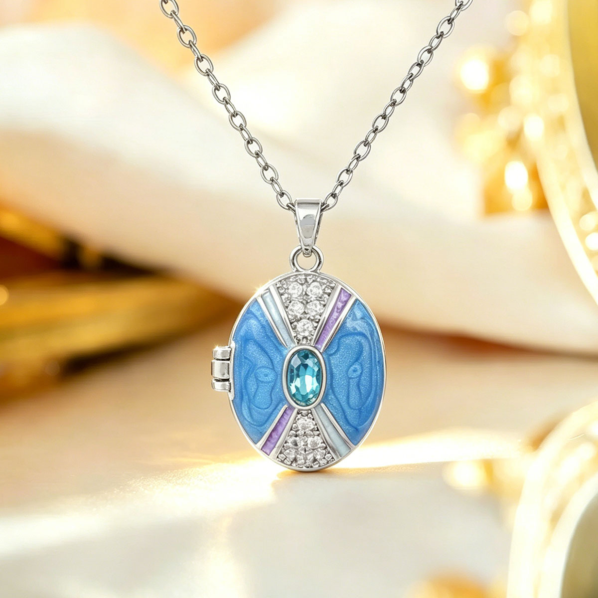 7:Xl4591 blue photo clip pendant silver