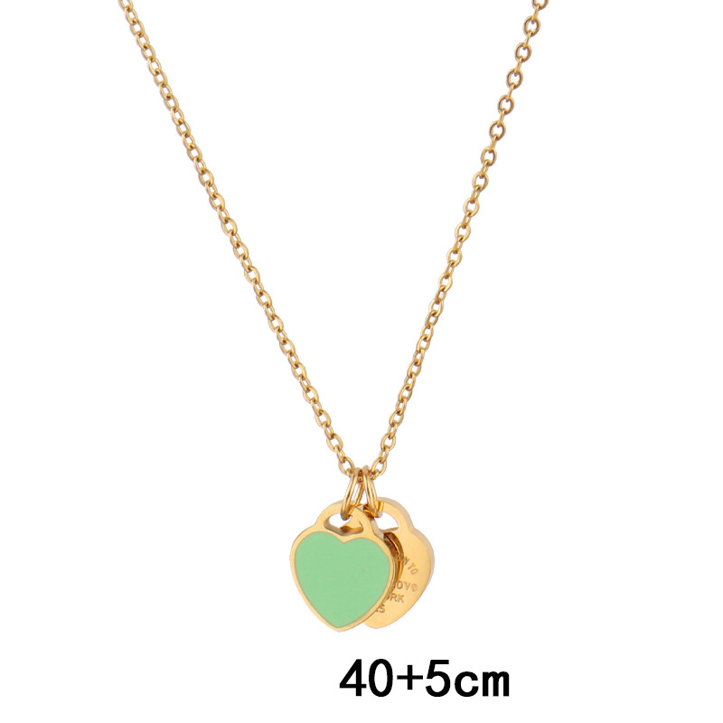 2:B1241 green heart necklace-gold