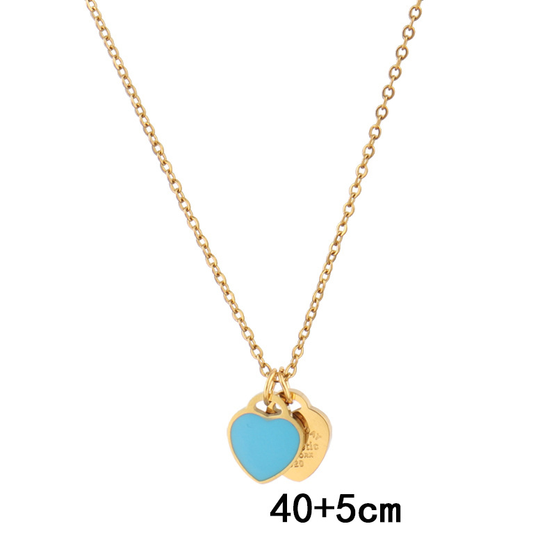 6:B1254 blue heart necklace-gold