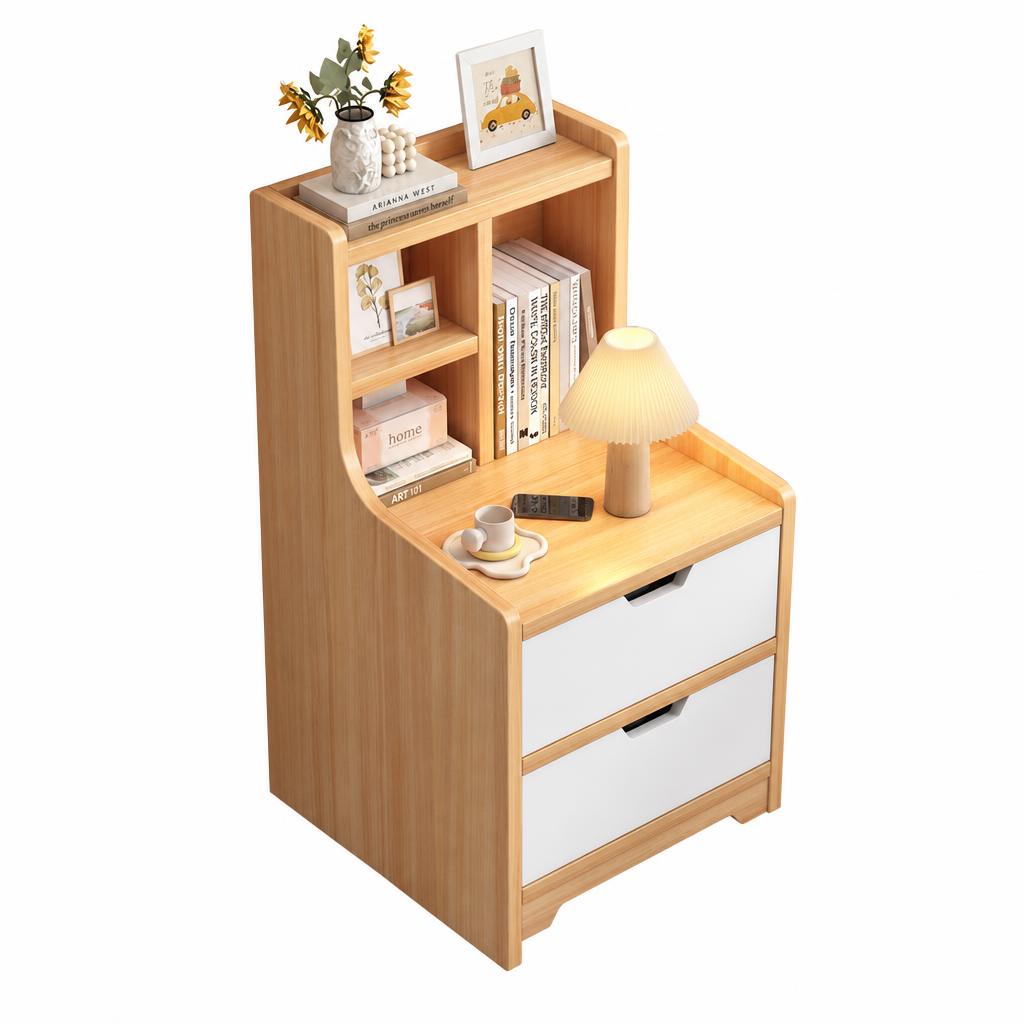 Double drawer light walnut