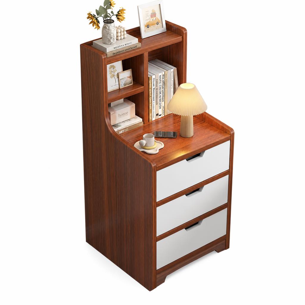 three drawer antique sandalwood colors