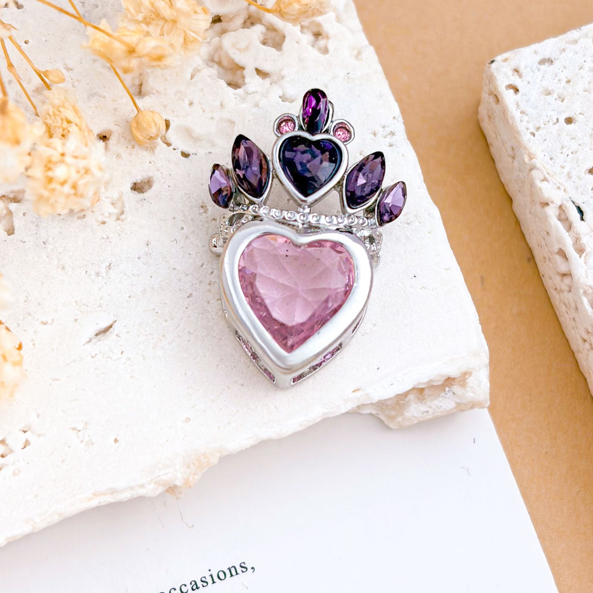 5:Xl1709 purple crown pink love pendant silver