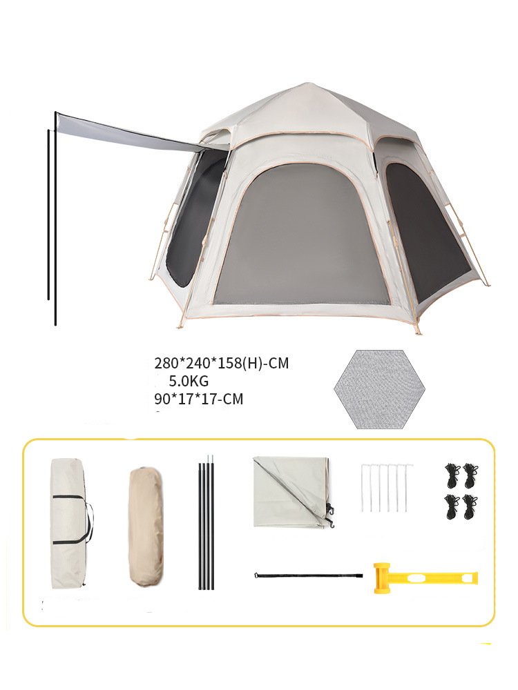beige tent set with moisture-proof mat