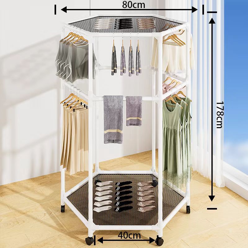 [double-layer drying net] white-double-layer six-sided rotating clothes drying rack