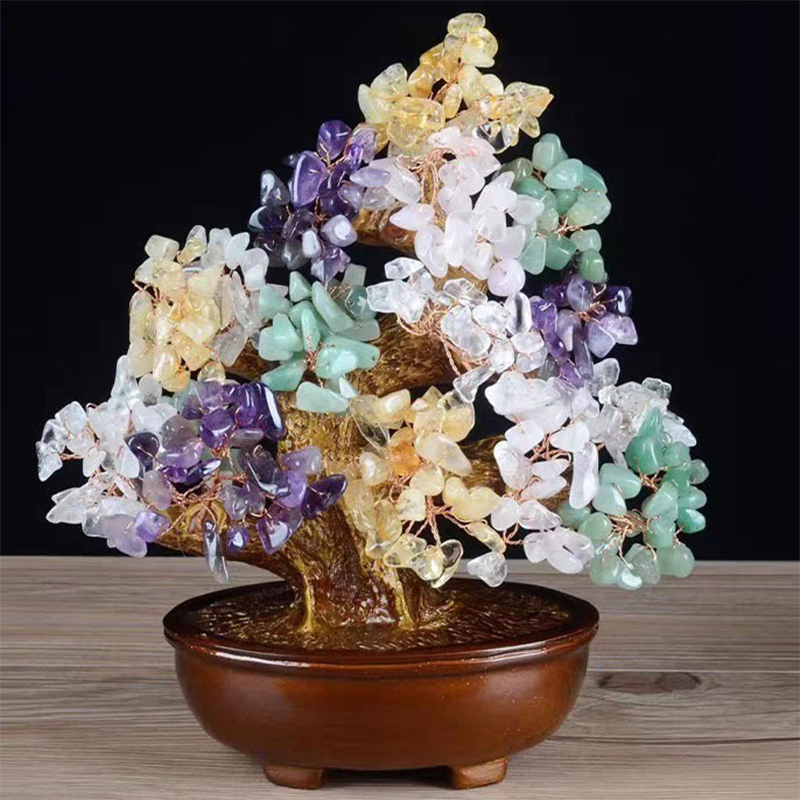 Medium natural colorful crystal 23cm high