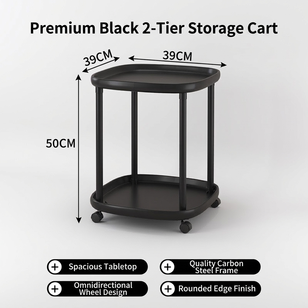Small mobile side table-black