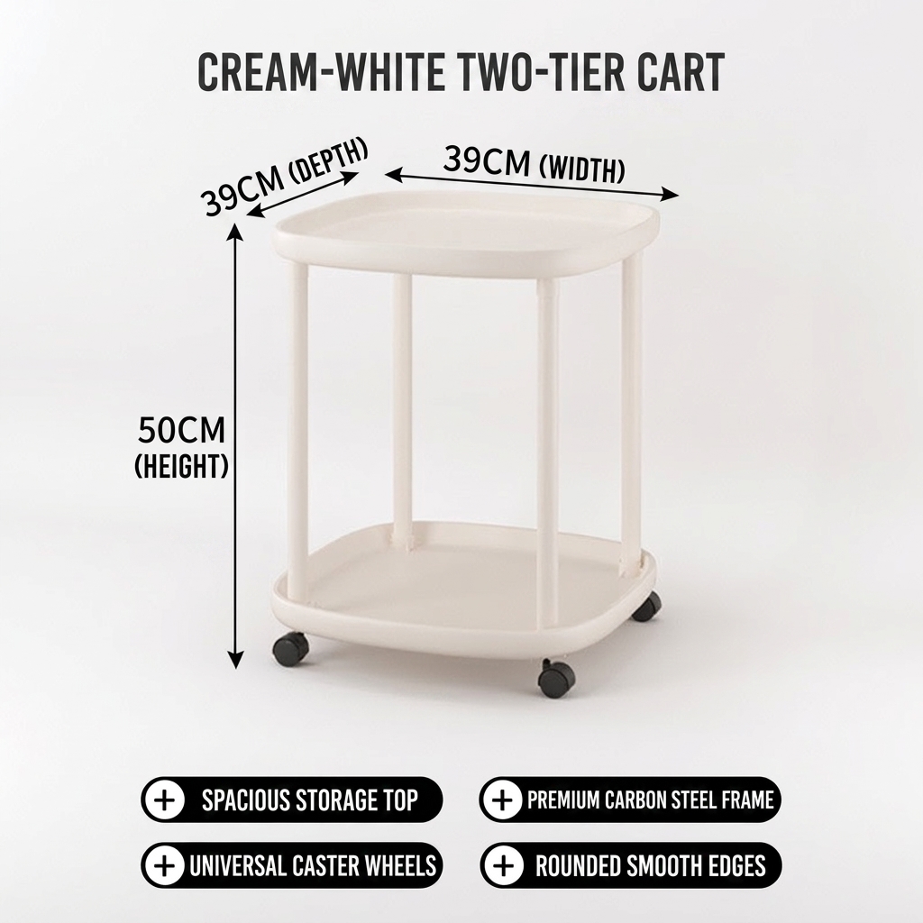 Small mobile side table-white