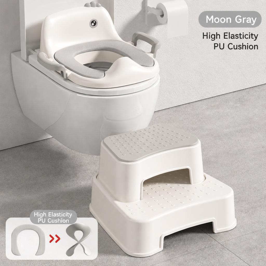 Moon Shadow Gray [Full PU soft cushion model   second-order non-slip footstool] (soft and comfortable, warm in winter and cool in summer)