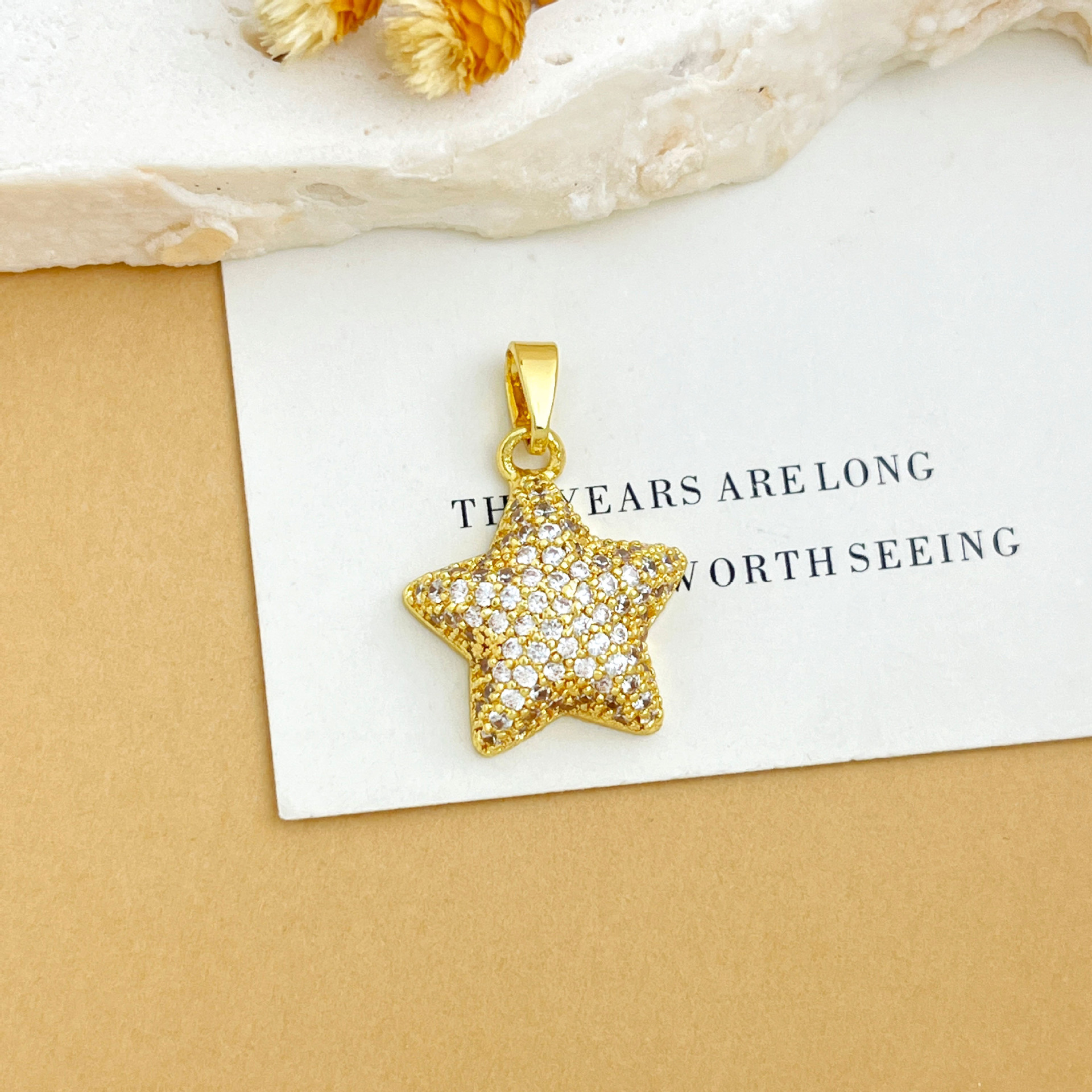 Xl1767 full zirconium star pendant gold