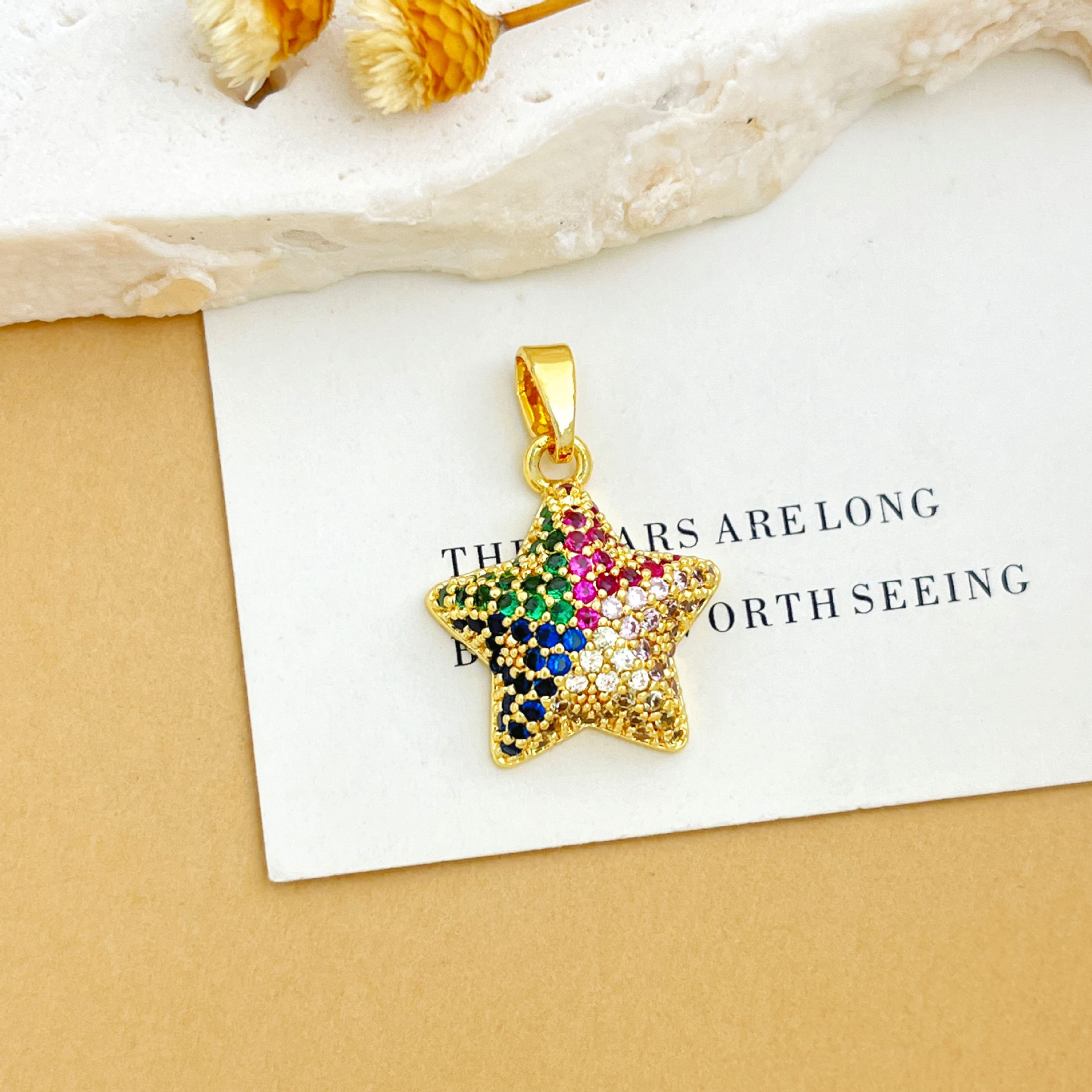 Xl1767 full zirconium color star pendant gold