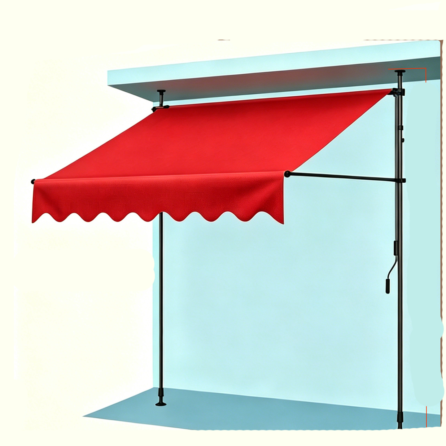 Red tarpaulin   gray bracket
