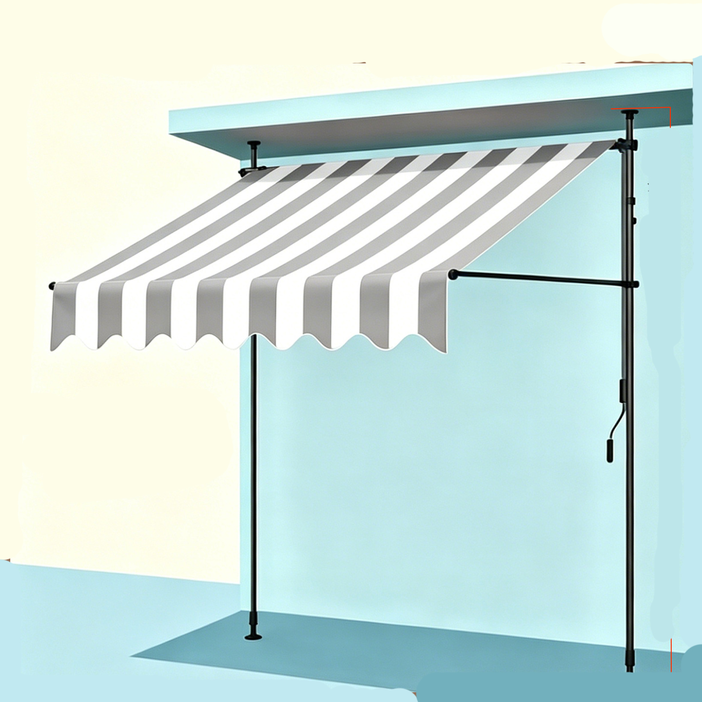 Gray and white striped tarpaulin   gray bracket