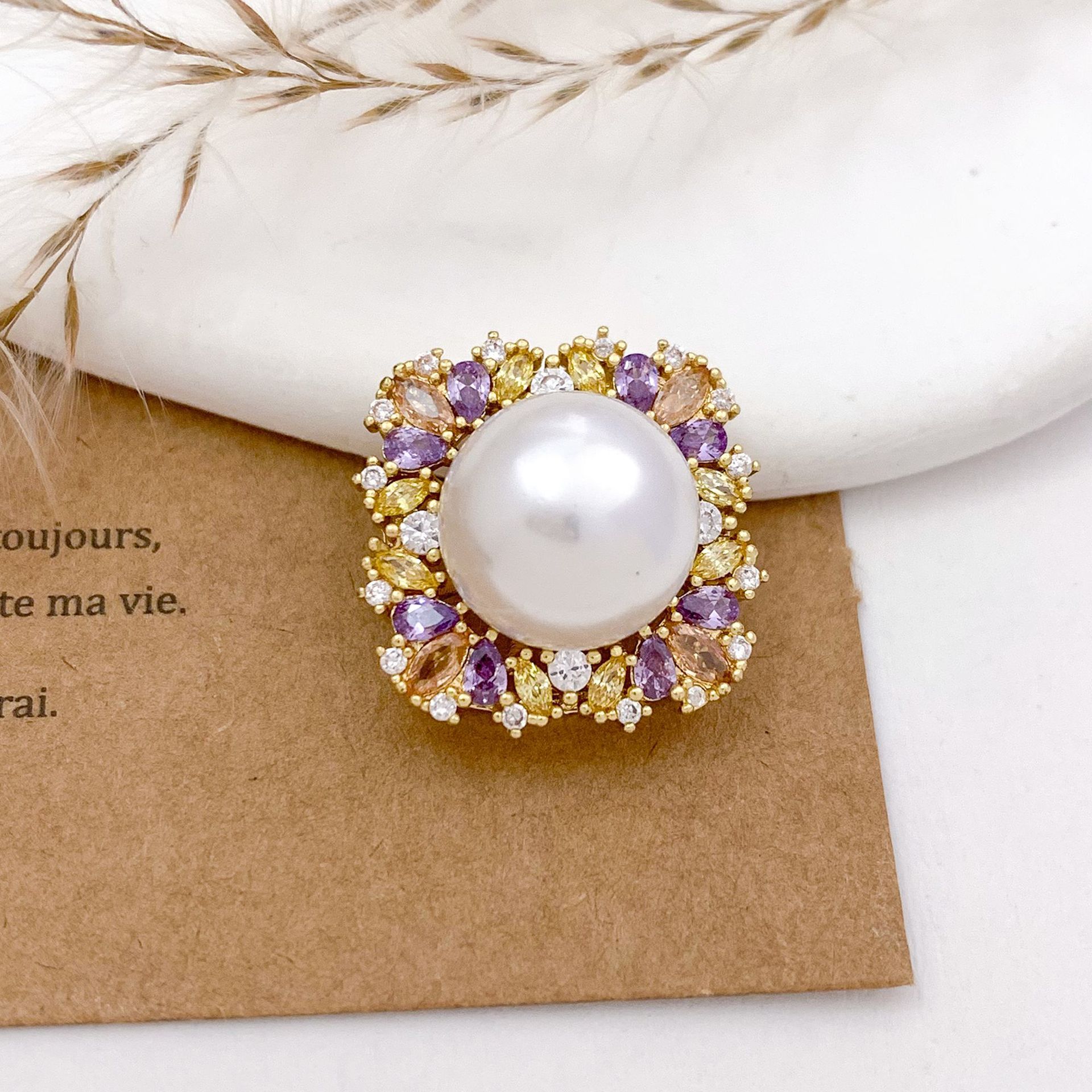 Xl1309 square purple pendant gold