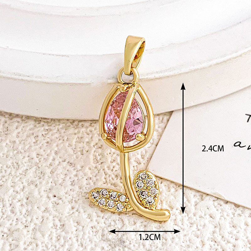 2:Xl2385 pink tulip pendant gold