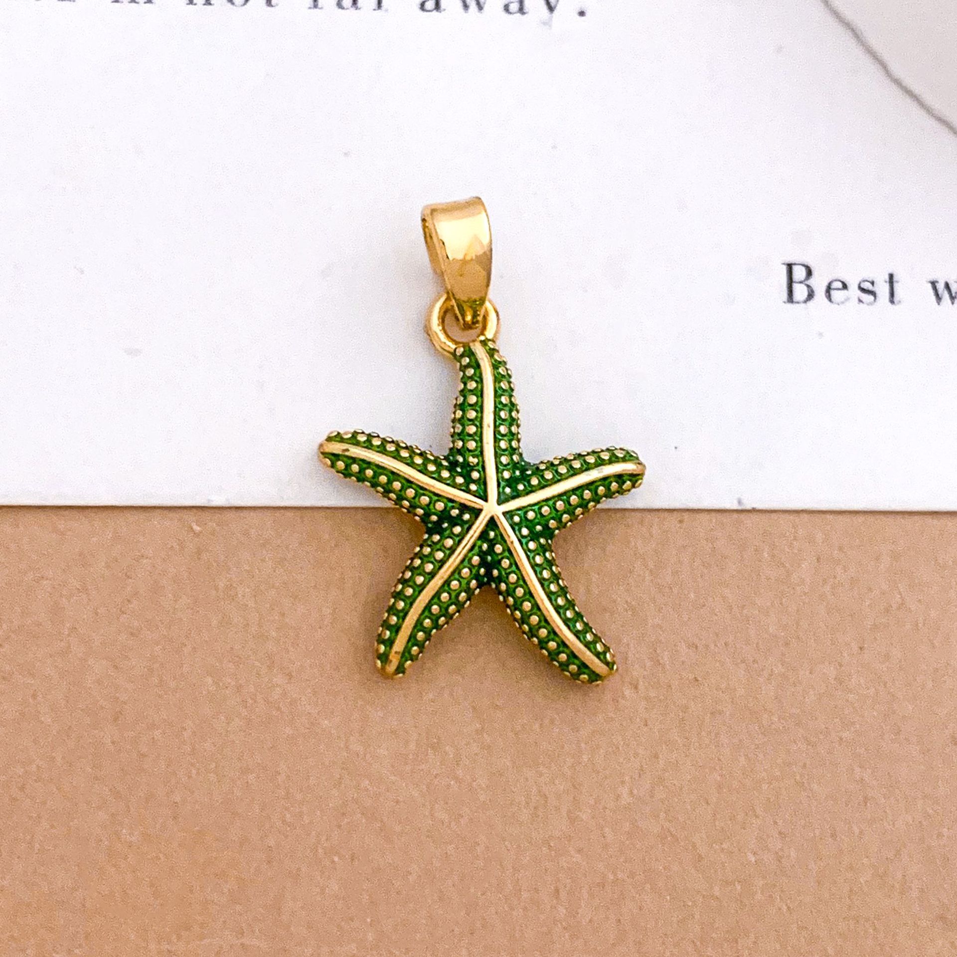 9:Xl4576 lively starfish pendant gold green