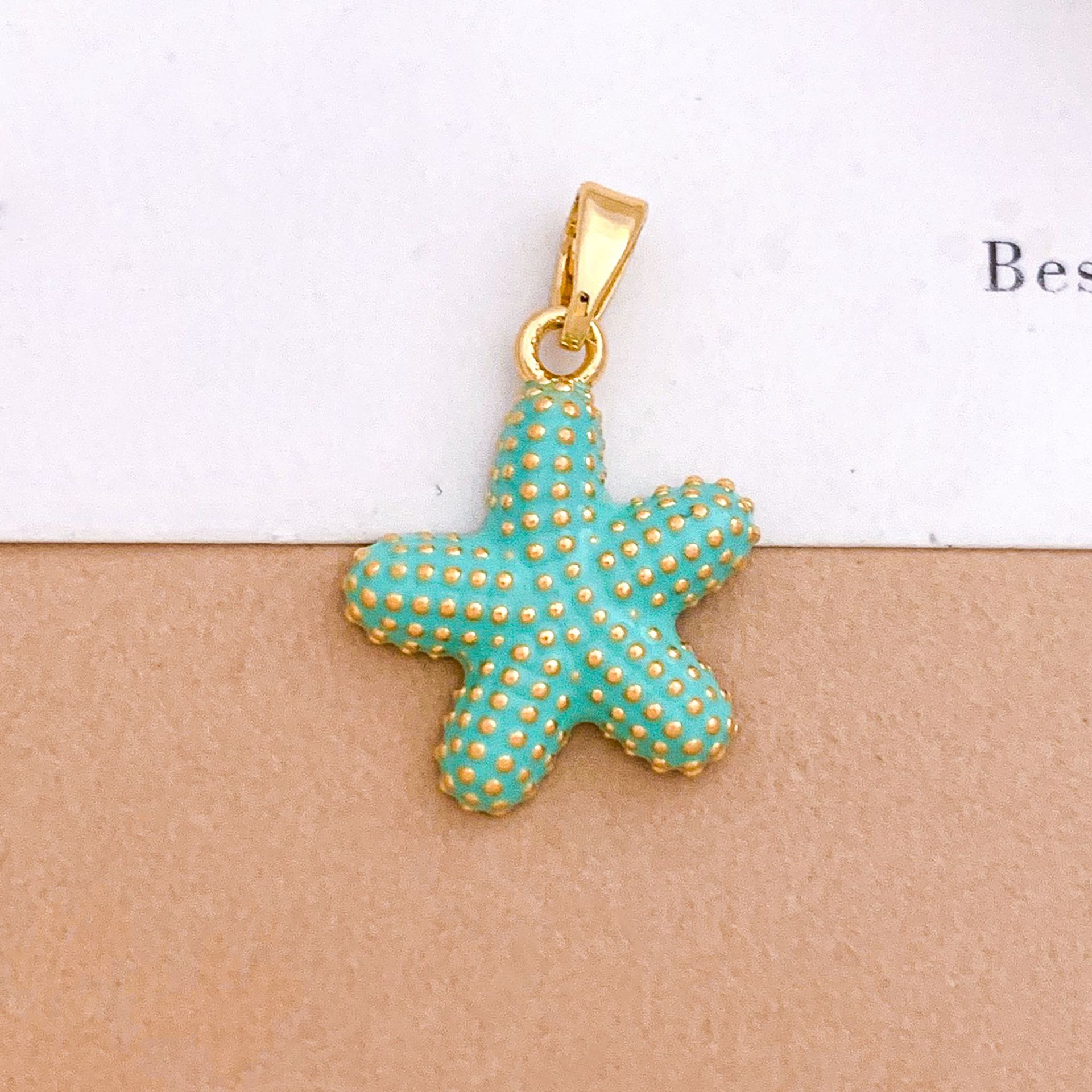 12:Xl4631 fat starfish pendant gold light blue