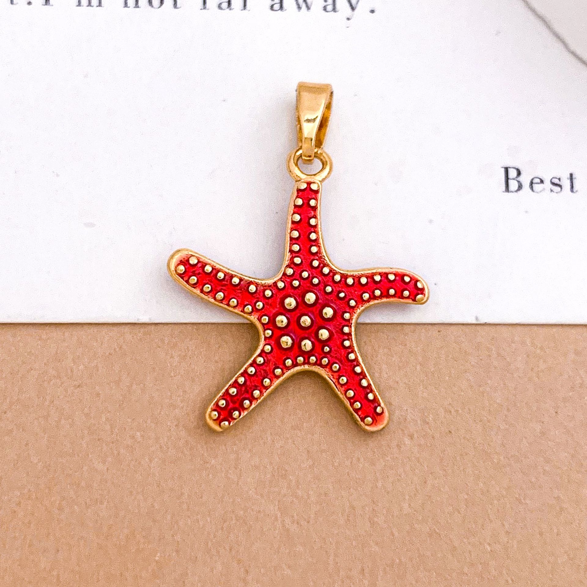 14:Xl4923happy starfish pendant gold red