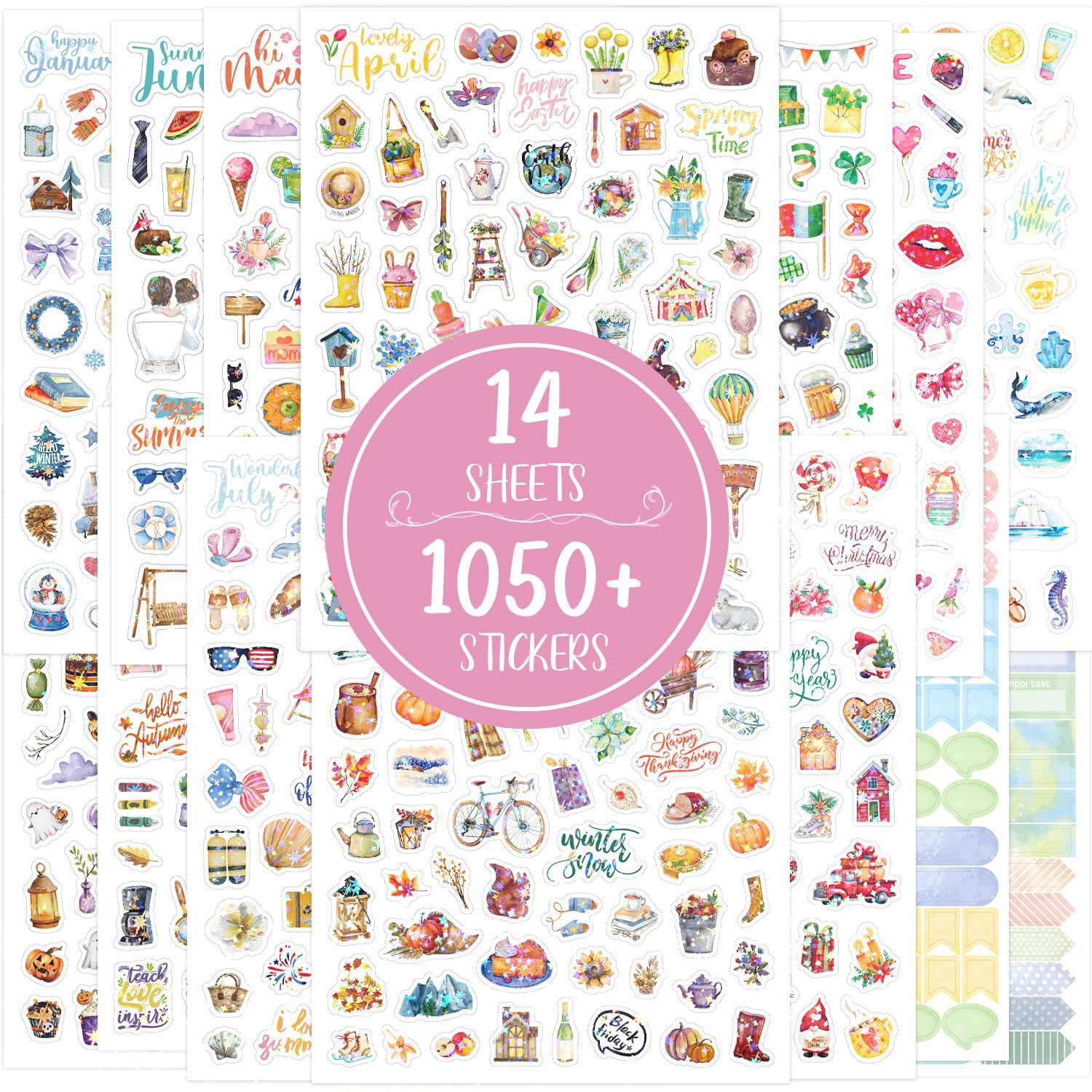 Hxh-holographic four seasons notebook plan stickers