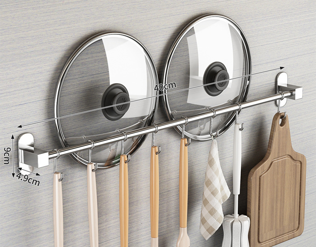 304 bright square and round hanging rod 50 long with 8 hooks