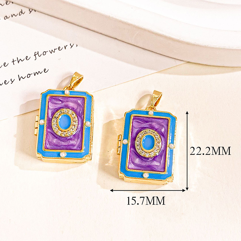 Xl4749 square gold purple photo clip pendant can b