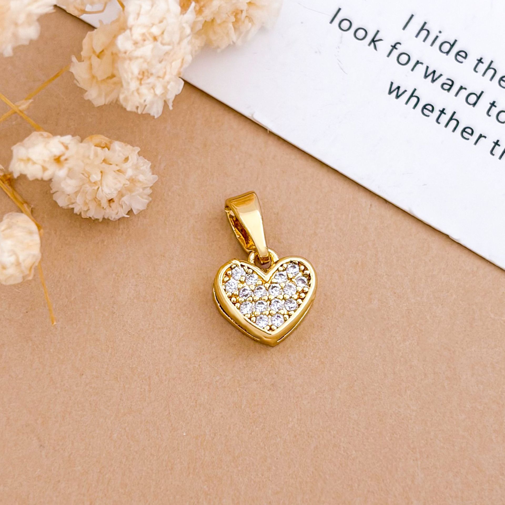 7:Xl5773 full zirconium love pendant gold