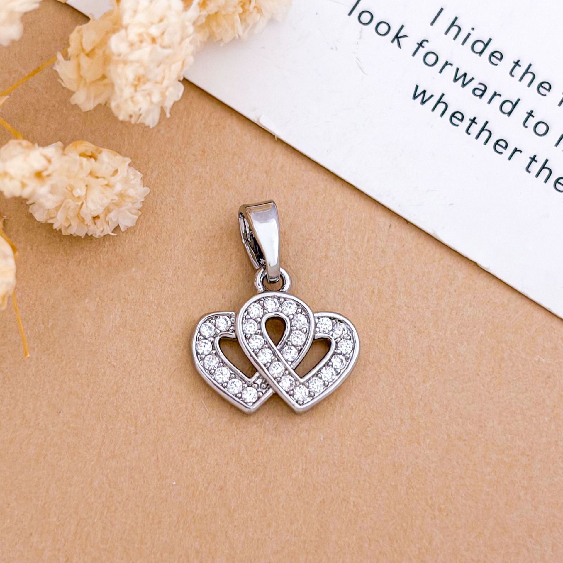 13:Xl5783 hollow double love pendant silver