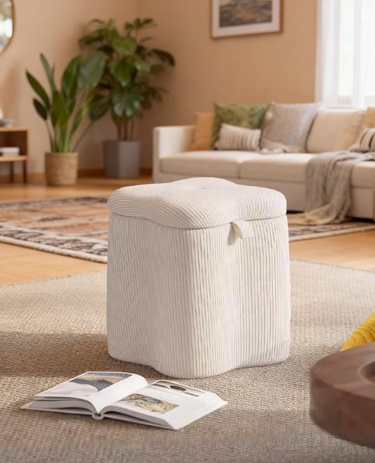 Light gray-four-leaf clover shaped stool