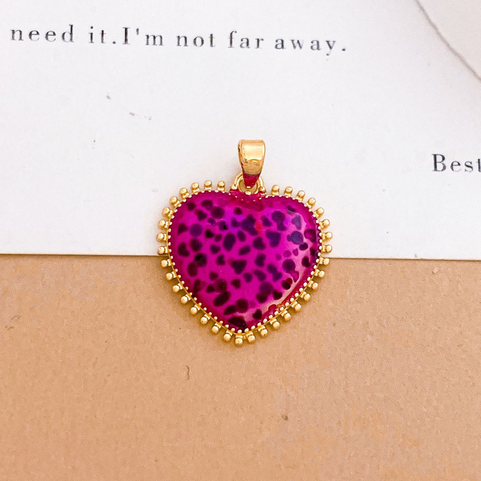 Xl5219 leopard print lace love pendant gold purple