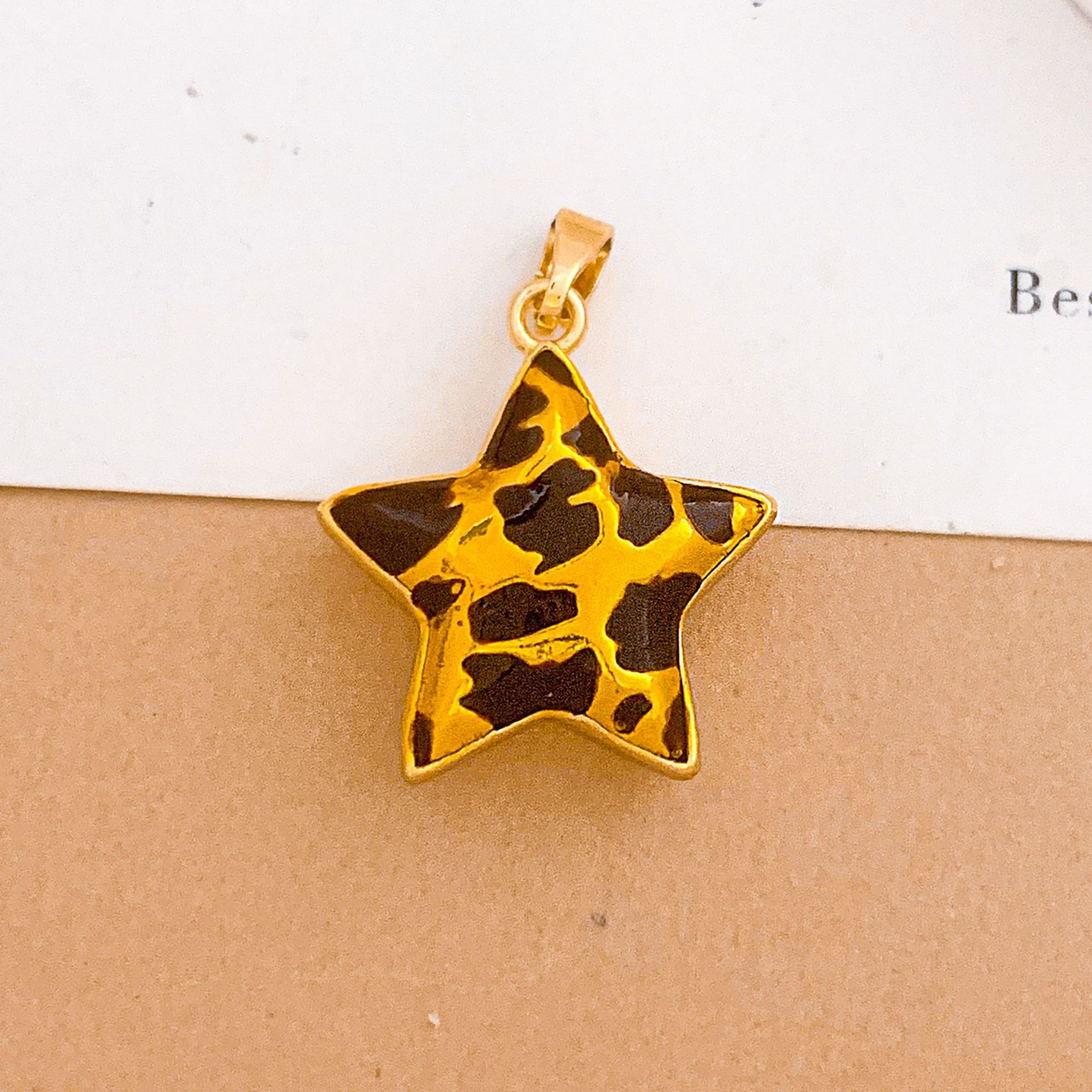 Xl5206 leopard print five-pointed star pendant gol