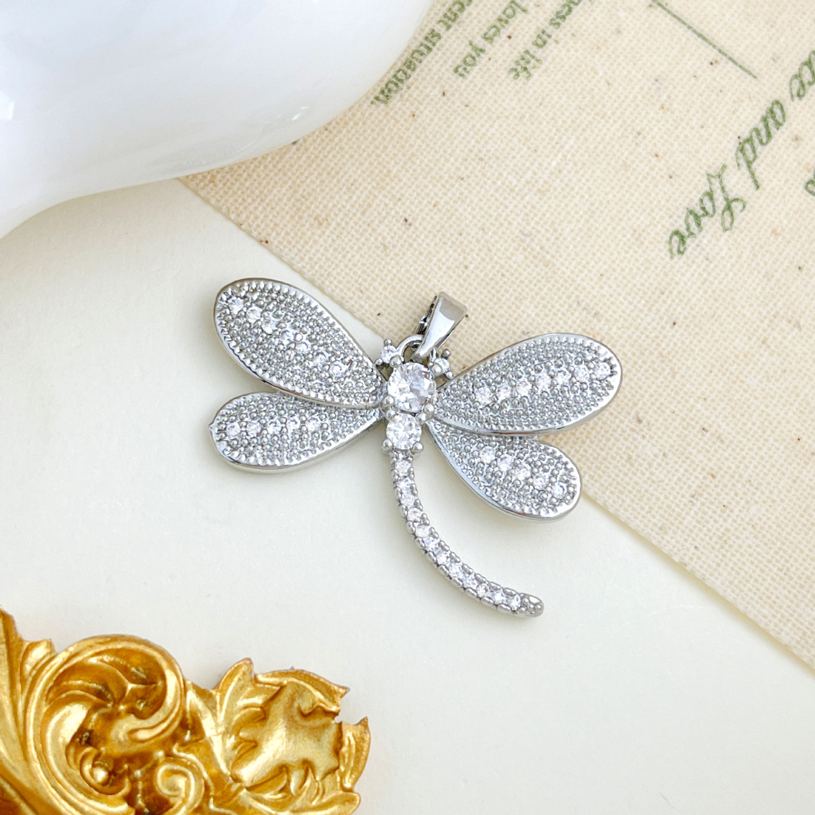 Xl2857 dragonfly pendant silver