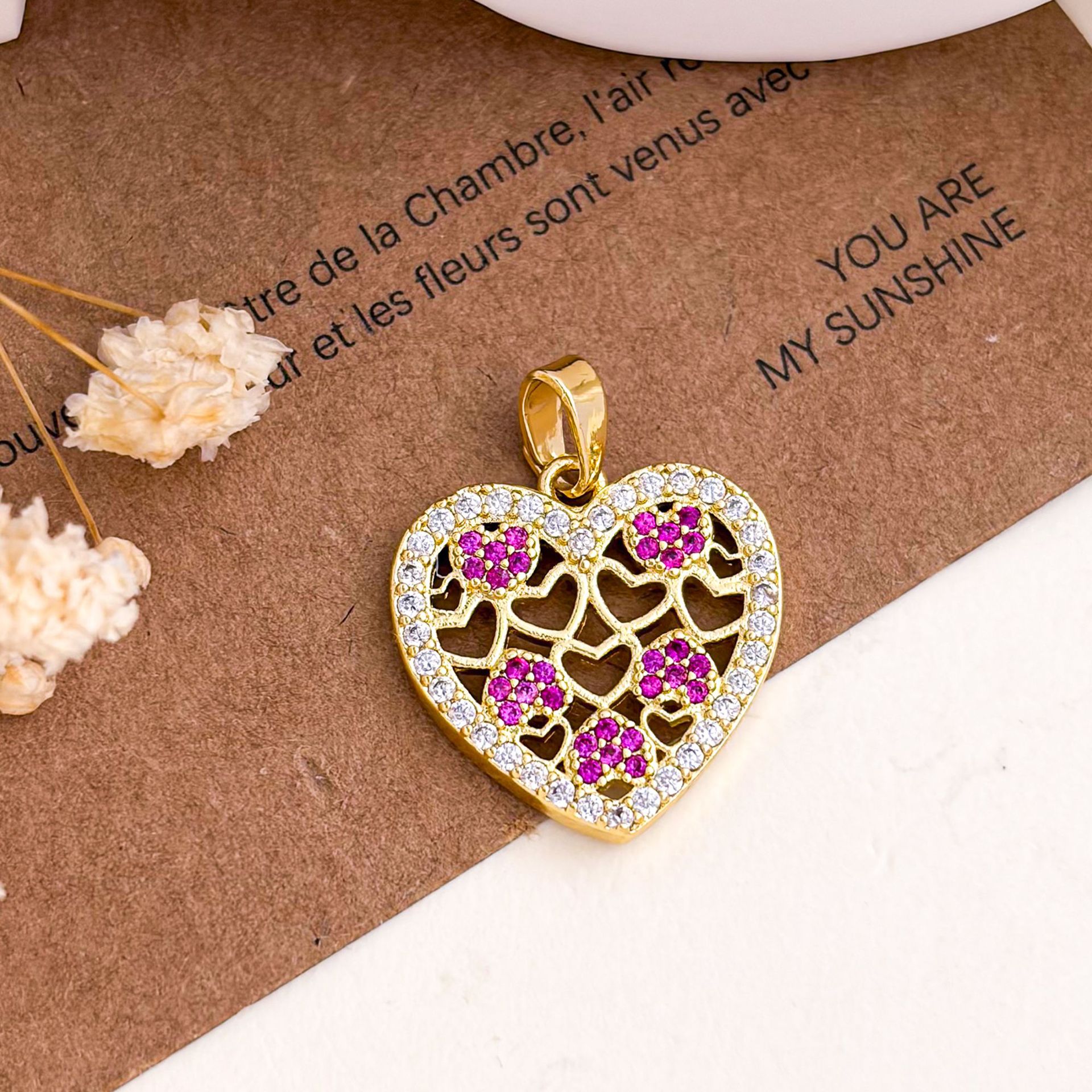 6:Xl5707 rose red love pendant gold