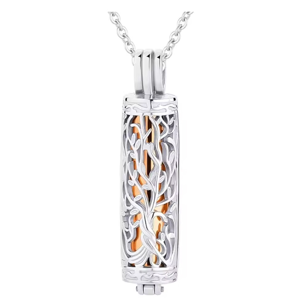 Rose gold cylindrical hollow pendant