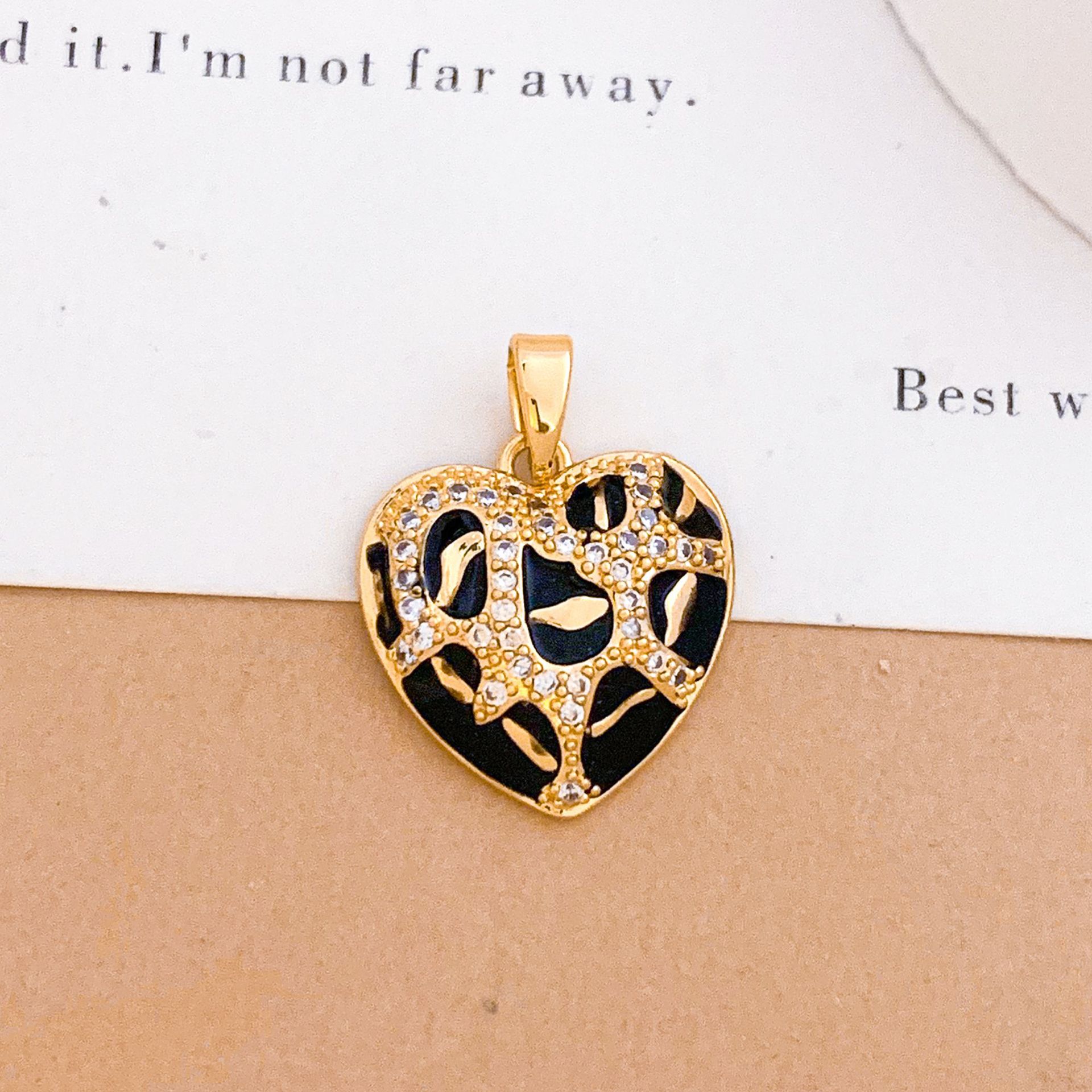 Xl5757 leopard print round love pendant gold