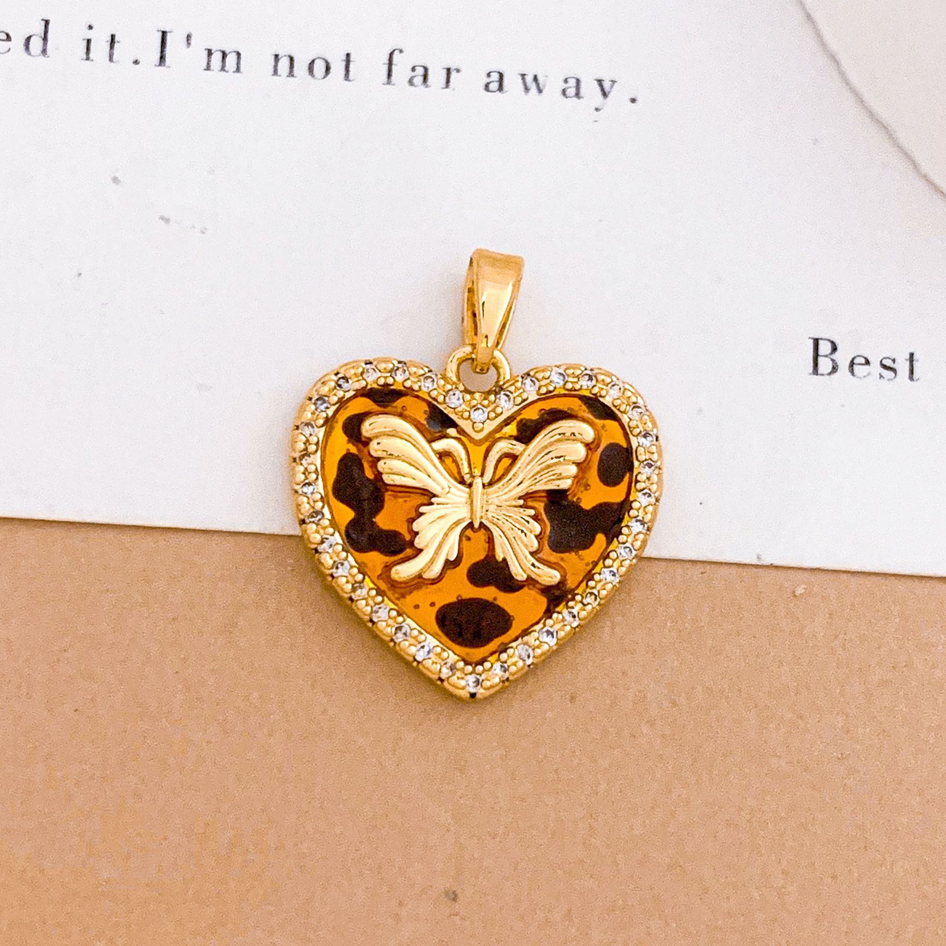 7:Xl5242 leopard print butterfly love pendant gold