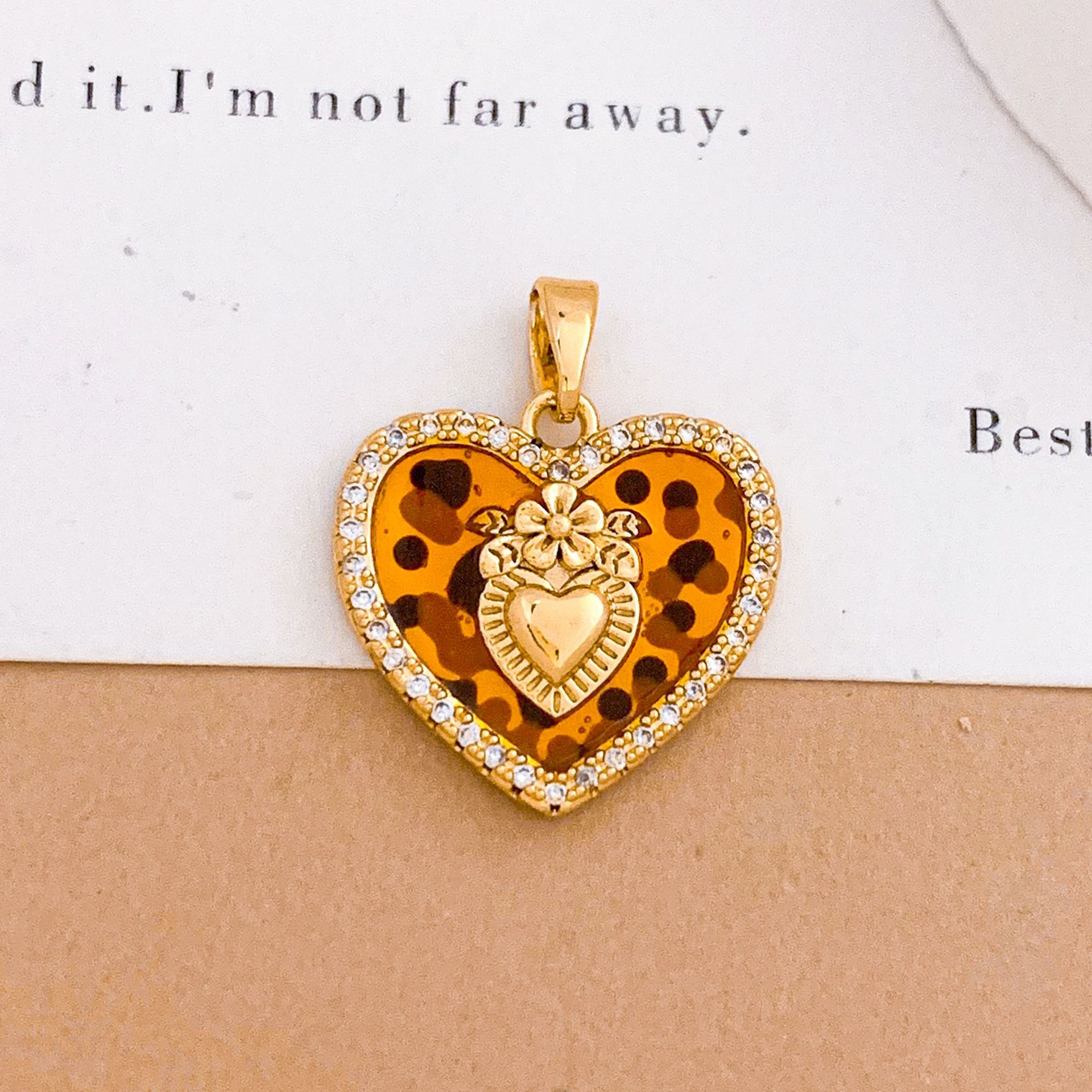 8:Xl5244 leopard print double love pendant gold