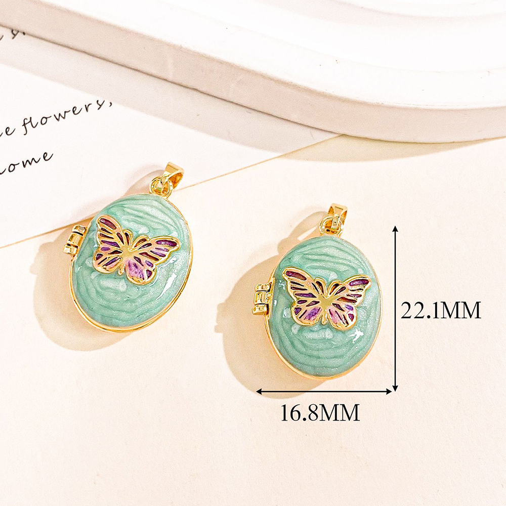 3:Xl4652 butterfly gold light blue photo clip pendant can be opened