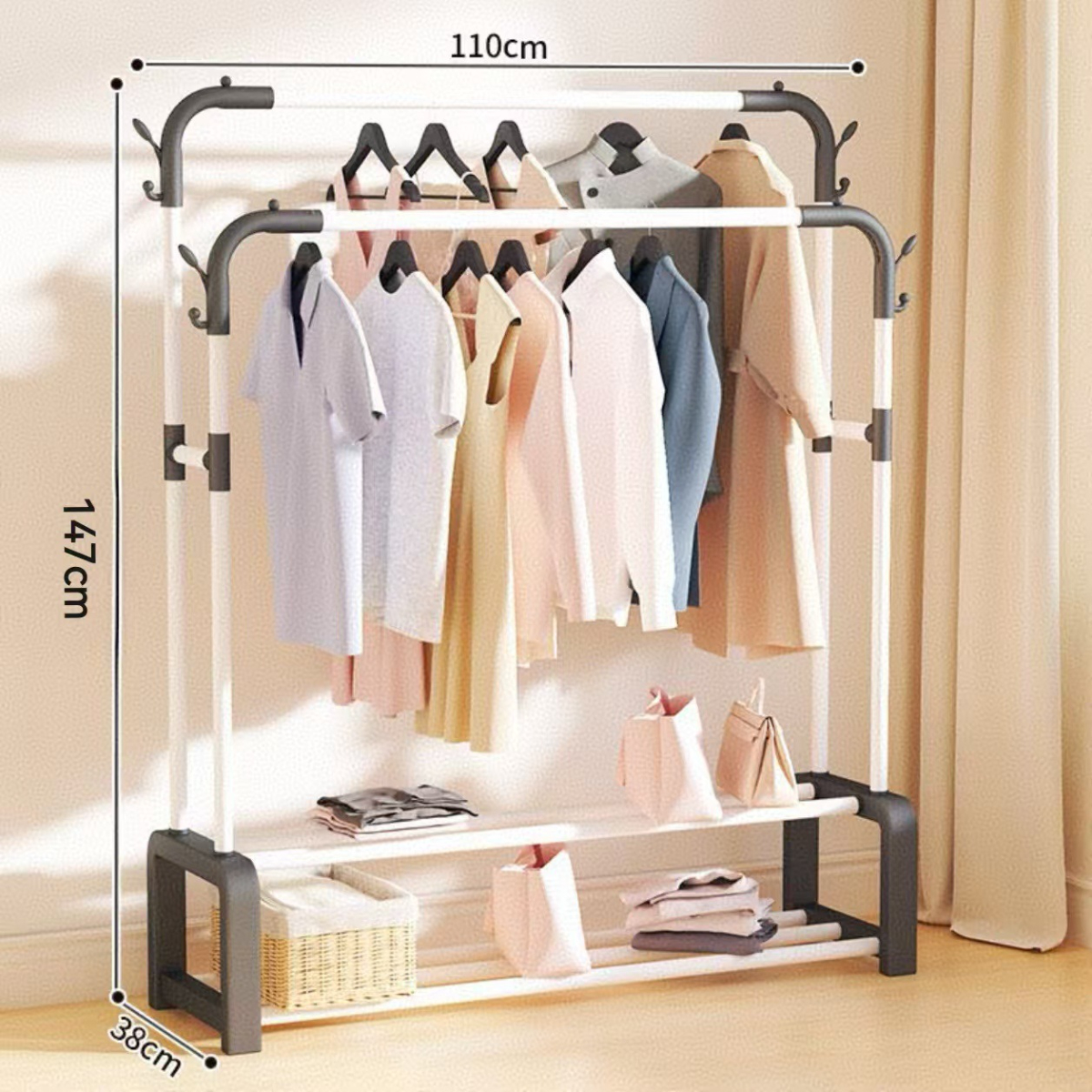 Double-tier, double-rail white 110