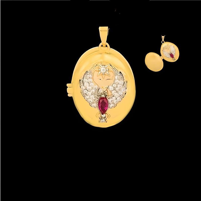 20:Xl3706 eagle opening and closing pendant two-tone rose red