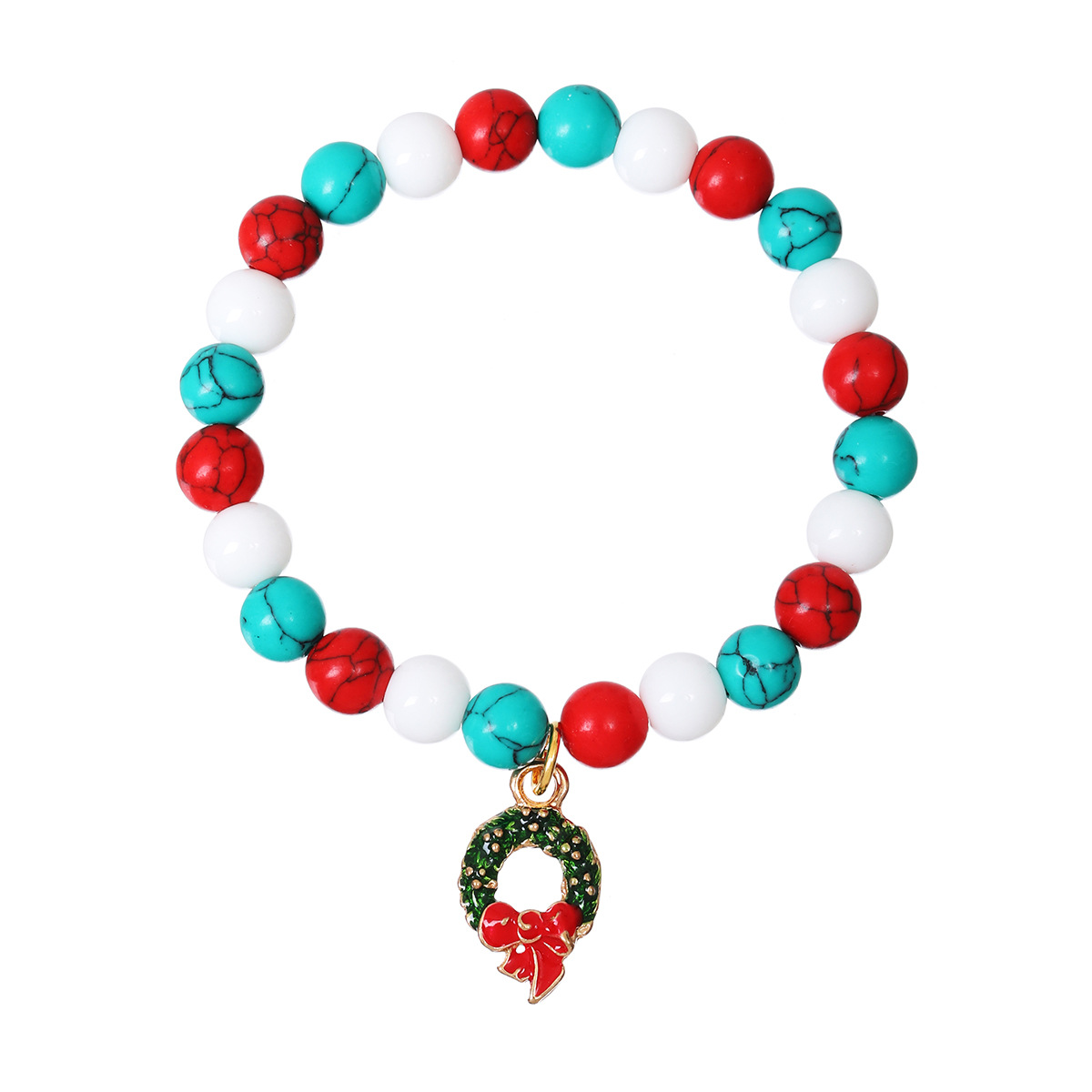 Garland A red green white beaded bracelet