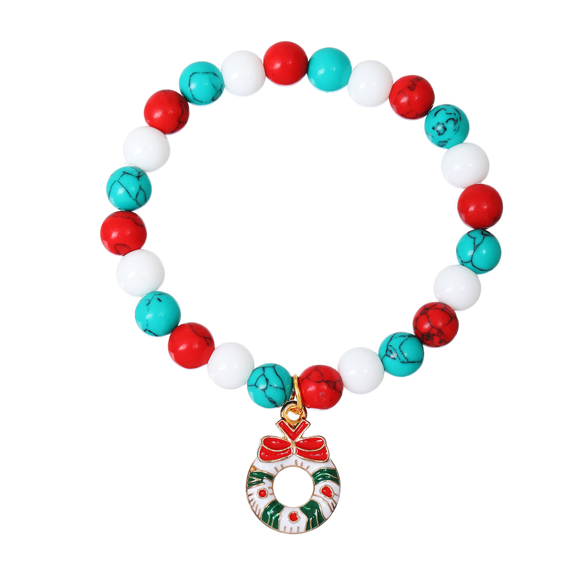 Garland B Red Green white beaded bracelet
