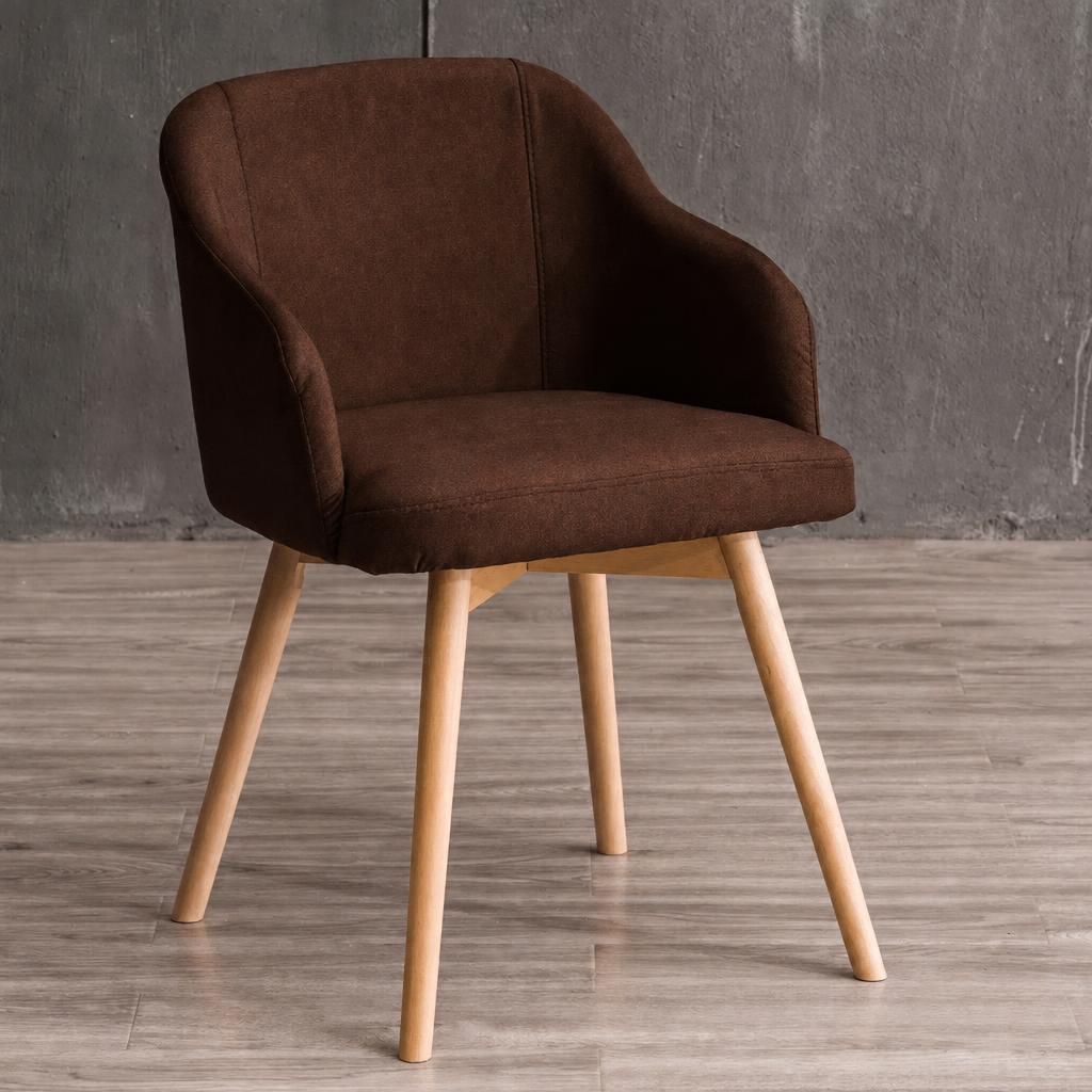 Brown cotton and linen-wood color wooden feet