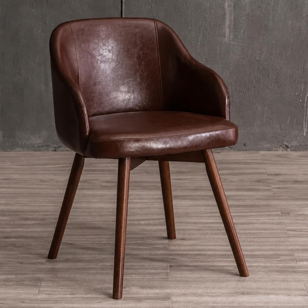 Brown oil wax leather-walnut wood feet