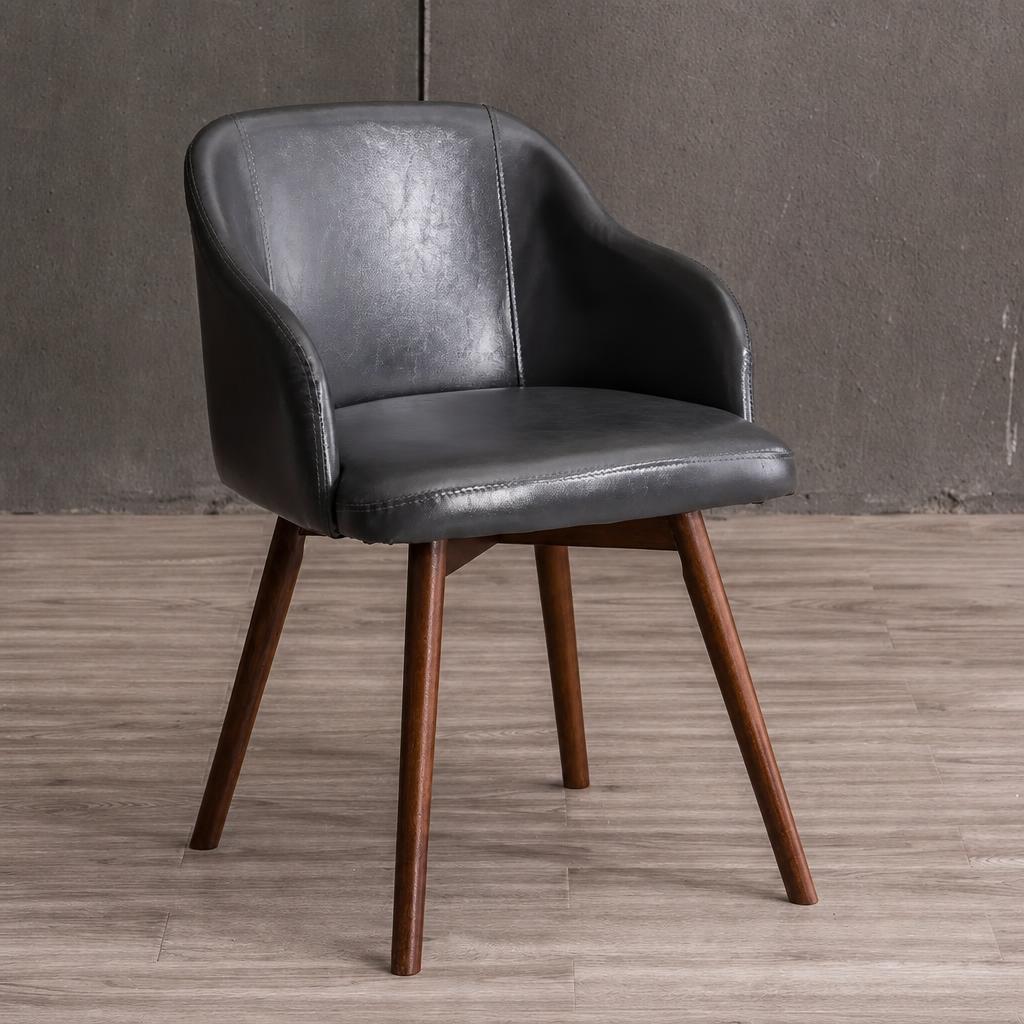 Dark gray oil wax leather-walnut wood feet